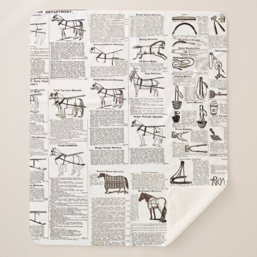 Couverture Sherpa Cheval Antique Publicité Journal Art (Devant)