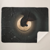 Couverture Sherpa Cheval Brillant Lune Noire (Devant (Horizontal))