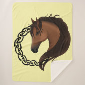 Couverture Sherpa Cheval Brown celtique Jaune (Devant)