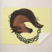 Couverture Sherpa Cheval Brown celtique Jaune (Devant (Horizontal))