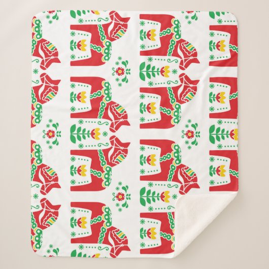 Couverture Sherpa Cheval de Dala suédois : Art folklorique (Devant)