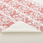 Couverture Sherpa Cheval de Dala suédois Rouge et blanc (3/4)