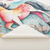 Couverture Sherpa Cheval floral mignon (3/4)