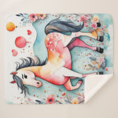 Couverture Sherpa Cheval floral mignon (Devant (Horizontal))