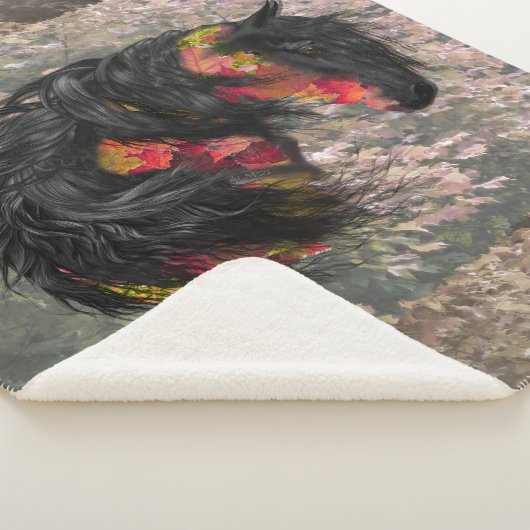 Couverture Sherpa Cheval friésien Automne (3/4)