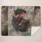 Couverture Sherpa Cheval friésien Automne (Devant (Horizontal))