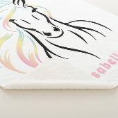 Couverture Sherpa Cheval Majestueux avec Mane Coloré, Long, Flowant (3/4)