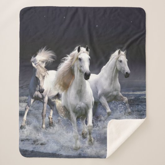 Couverture Sherpa Chevaux à lancer l'oreiller (Devant)