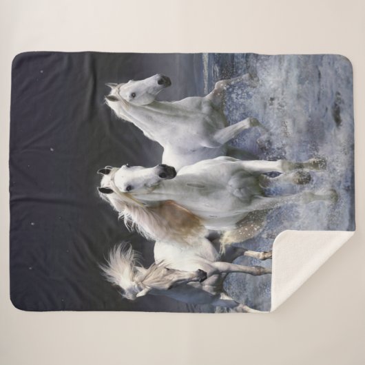 Couverture Sherpa Chevaux à lancer l'oreiller (Devant (Horizontal))