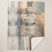 Couverture Sherpa Chevaux blancs sauvages Sherpa Blanket (Devant)