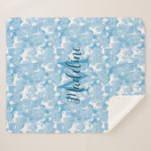 Couverture Sherpa Chevaux dans le champ_Soft Blue Monogramed Blanket (Devant (Horizontal))