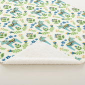 Couverture Sherpa Chevaux de Dala Suédois Turquoise Sherpa Blanket (3/4)