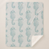 Couverture Sherpa Chevaux de mer tropicaux, Motif hippocampe - gris  (Devant)