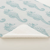 Couverture Sherpa Chevaux de mer tropicaux, Motif hippocampe - gris  (3/4)