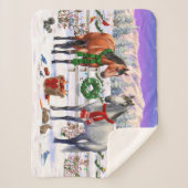 Couverture Sherpa Chevaux de Noël en neige (Devant)