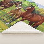 Couverture Sherpa Chevaux Du Quartier De La Baie Brown Dans Les Pâtu (3/4)