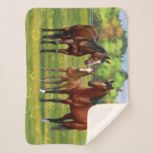 Couverture Sherpa Chevaux Du Quartier De La Baie Brown Dans Les Pâtu (Devant)