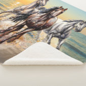 Couverture Sherpa Chevaux et coucher du soleil sur la plage (3/4)