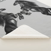 Couverture Sherpa Chevaux noirs Blanche Sherpa avec texte personnali (3/4)