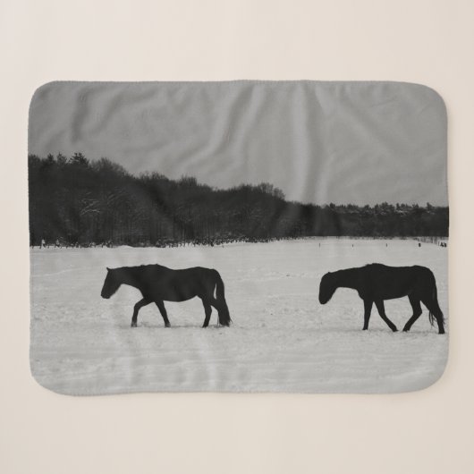 Couverture Sherpa Chevaux sur la neige sbcna (Devant (Horizontal))