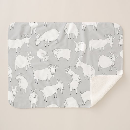 Couverture Sherpa Chèvres jouant - gris (Devant (Horizontal))