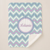 Couverture Sherpa Chevron coloré monogramme (Devant)