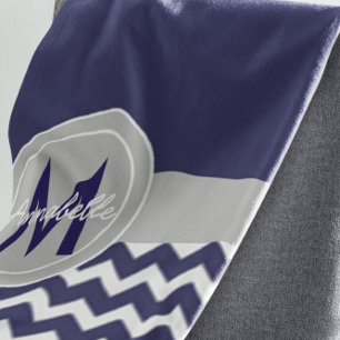 Couverture Sherpa Chevron gris bleu-foncé