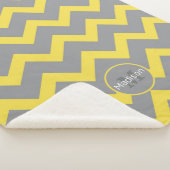 Couverture Sherpa Chevron jaune gris motif lignes rayures Monogramme (3/4)