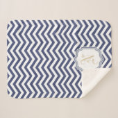 Couverture Sherpa Chevron Monogramme de la marine nautique (Devant (Horizontal))