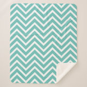 Couverture Sherpa Chevron Motif Décor Lumière Turquoise Et Blanc (Devant)