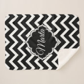 Couverture Sherpa Chevron Noir Et Blanc Monogramme (Devant (Horizontal))