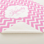 Couverture Sherpa Chevron Rose Et Blanc Monogramme (3/4)