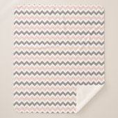 Couverture Sherpa Chevron rose et gris (Devant)