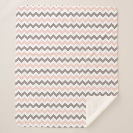 Couverture Sherpa Chevron rose et gris (Devant)