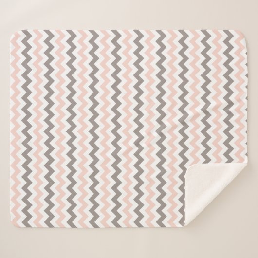 Couverture Sherpa Chevron rose et gris (Devant (Horizontal))