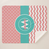 Couverture Sherpa Chevron turquoise de corail Quatrefoil (Devant (Horizontal))