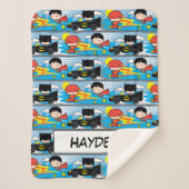 Couverture Sherpa Chibi Flash, Superman, and Batman Racing Pattern (Devant)