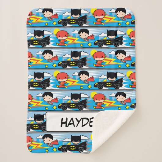 Couverture Sherpa Chibi Flash, Superman, and Batman Racing Pattern (Devant)