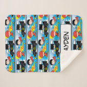 Couverture Sherpa Chibi Flash, Superman, and Batman Racing Pattern (Devant (Horizontal))