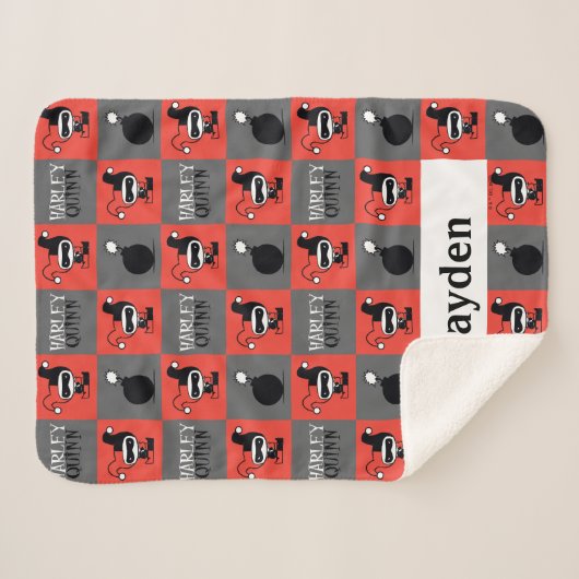 Couverture Sherpa Chibi Harley Quinn Checker Pattern (Devant (Horizontal))