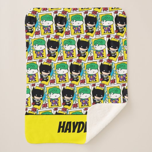 Couverture Sherpa Chibi Joker et Batman Motif de cartes de jeu (Devant)