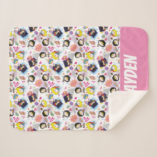 Couverture Sherpa Chibi Super Heroine Motif (Devant (Horizontal))