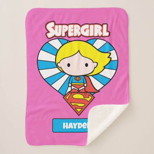 Couverture Sherpa Chibi Supergirl Starburst Coeur et logo (Devant)