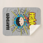 Couverture Sherpa Chibi Superman Frappant À Travers Un Mur De Brique (Devant (Horizontal))