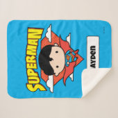 Couverture Sherpa Chibi Superman Polka Dot Shield et nom (Devant (Horizontal))