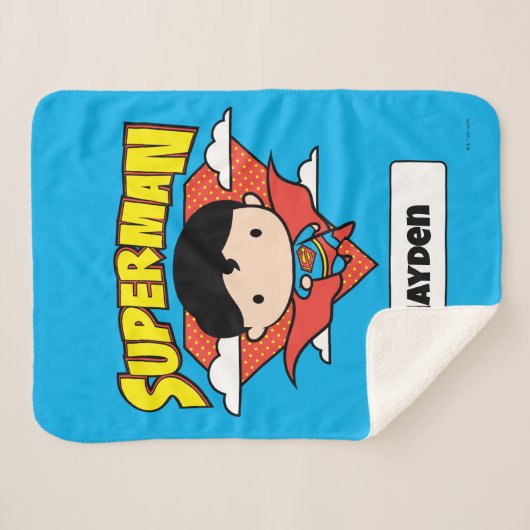 Couverture Sherpa Chibi Superman Polka Dot Shield et nom (Devant (Horizontal))
