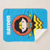 Couverture Sherpa Chibi Wonder Woman avec Pois et logo (Devant (Horizontal))