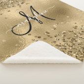 Couverture Sherpa Chic Black Gold Parties scintillant Nom du monogra (3/4)