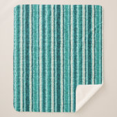 Couverture Sherpa Chic blanc rayé turquoise (Devant)