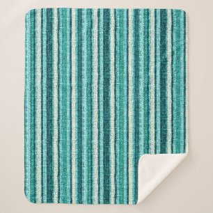 Couverture Sherpa Chic blanc rayé turquoise
